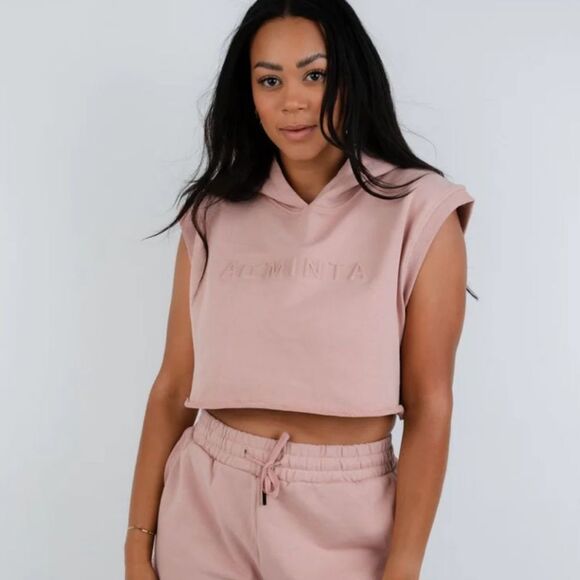 NWT New Arminta Watts Crop Hooded Muscle Tank Rose Size Large - Picture 1 of 5